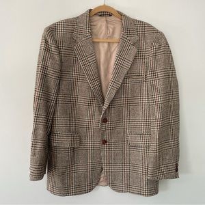 Vintage John Blair Neutral Tone Houndstooth Oversized Men’s Blazer • Size 42